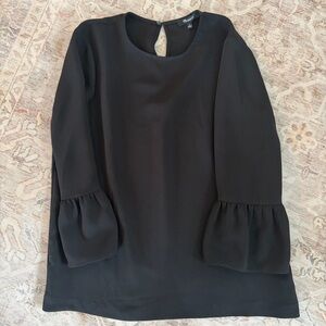 Madewell Black Long Bell Sleeve Blouse with Keyhole Back
